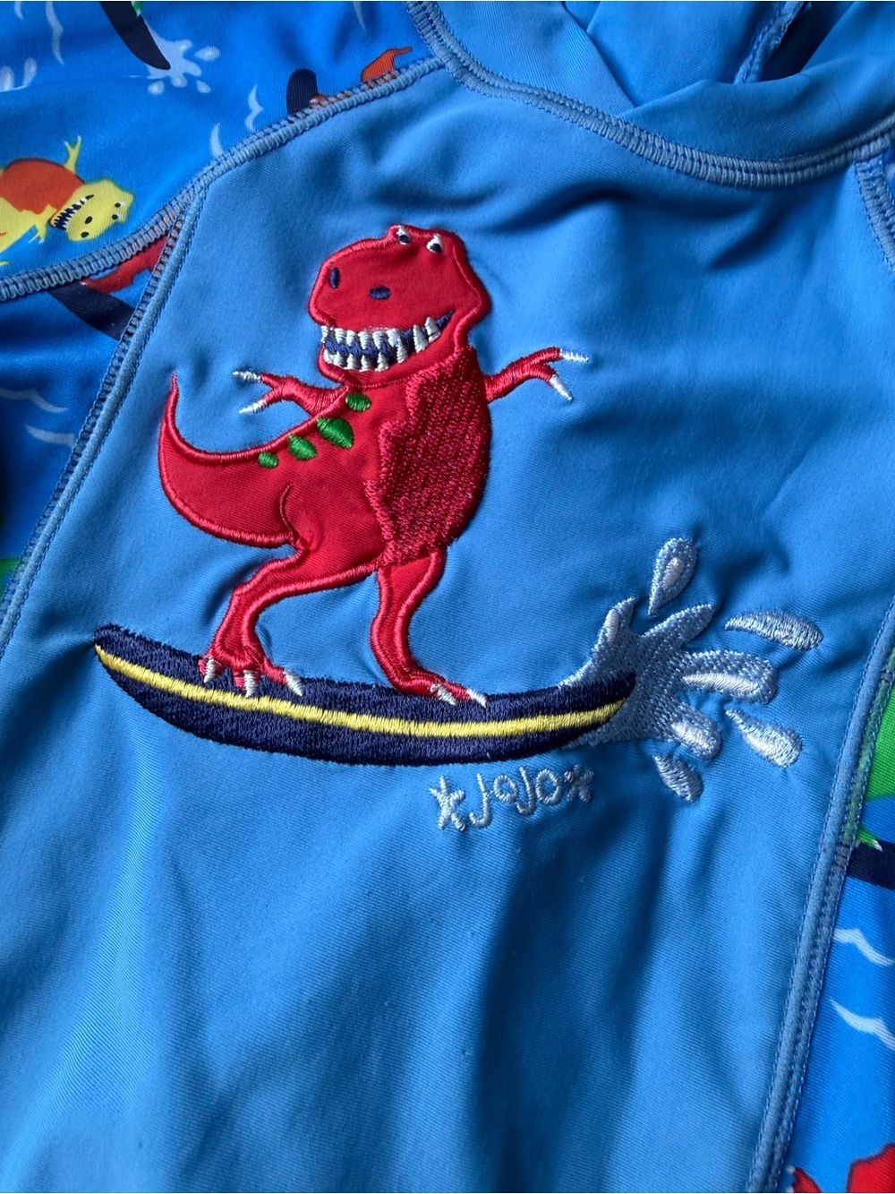 Jojo Maman Bebe Dino Appliqué One Piece Rash Guard 0-6m - Picture 2 of 4
